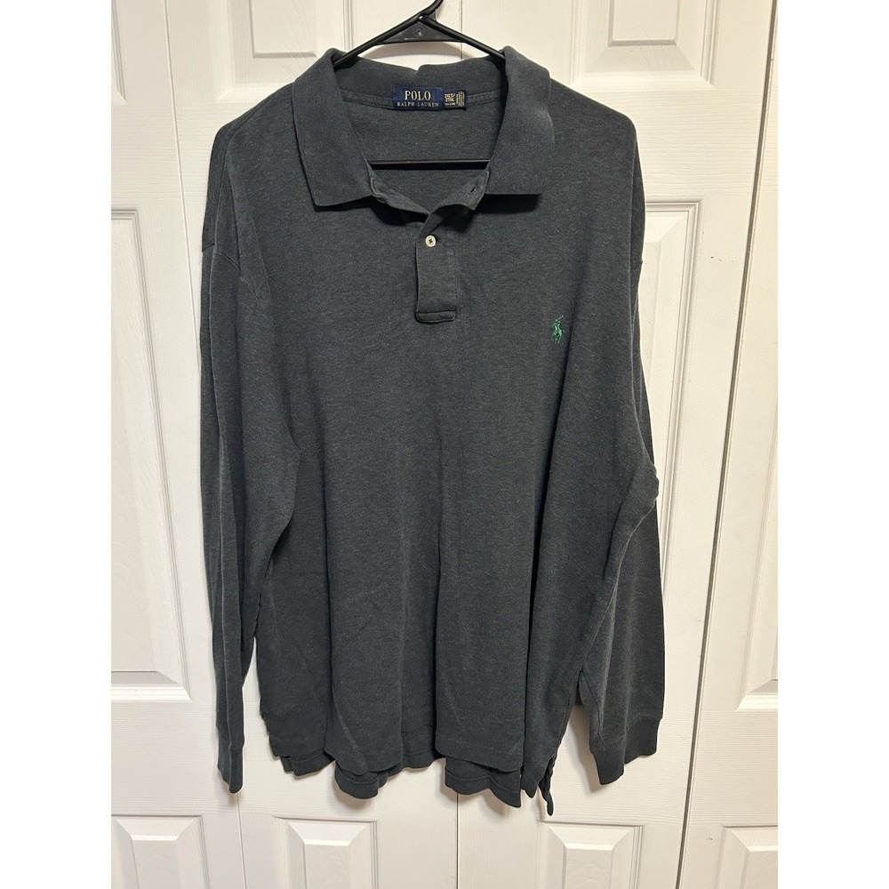 Polo Ralph Lauren Long Sleeve Classic Polo Rugby Shirt Charcoal Gray 2XLT, Tall